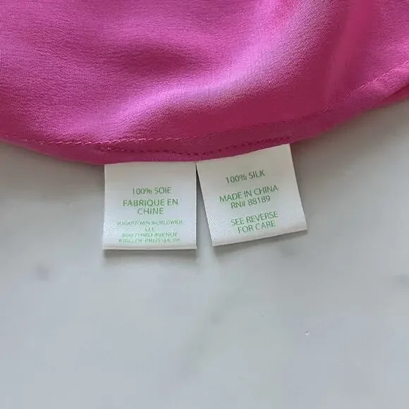 Lilly Pulitzer Elsa Silk Blouse In Roxie Pink Size Large Preppy Chic Summer Top - Picture 7 of 12